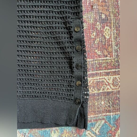 Womens XS Victorias Secret Black Knit Short Sleeve Top- Coverup/side buttons - Picture 4 of 8